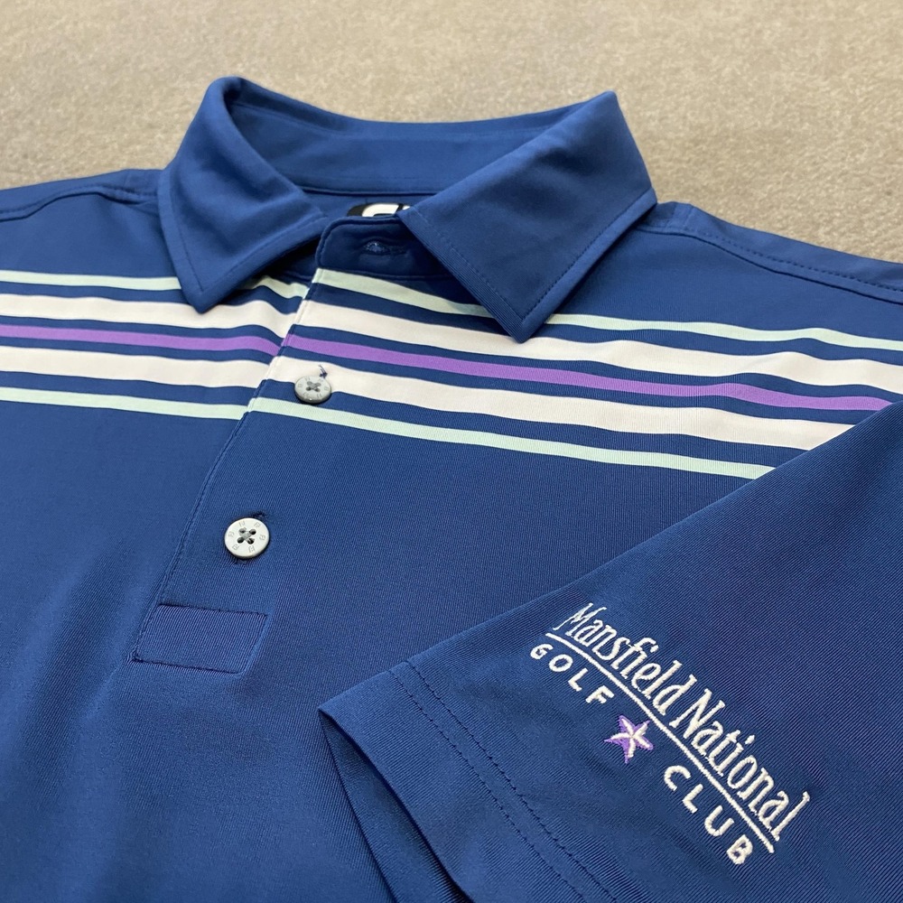 Mansfield National Golf Club Shirt Mens XL‎ Striped Golf Performance FootJoy FJ